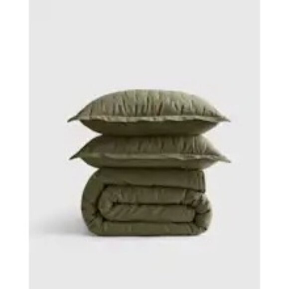 Quince European Linen Dream Quilt 3PC Set Dusty Olive Size King/Cal King -NEW- - Picture 8 of 9